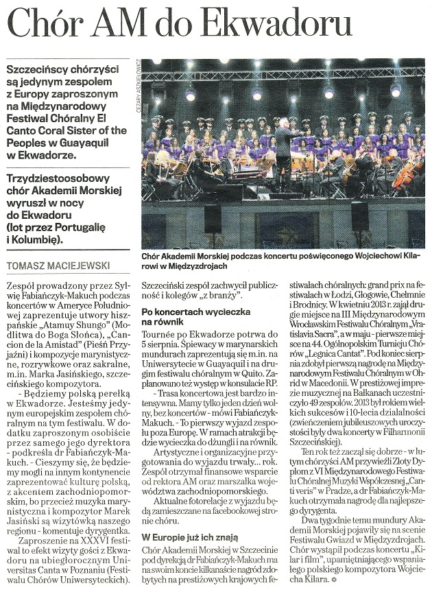 Chór AM do Ekwadoru